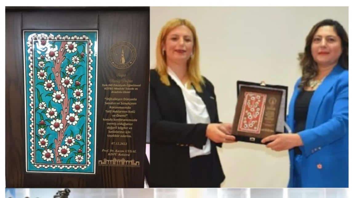 TÜRK DİLİ VE EDEBİYAT ÖĞRETMENİMİZ NURAY DOĞAN'A PLAKET